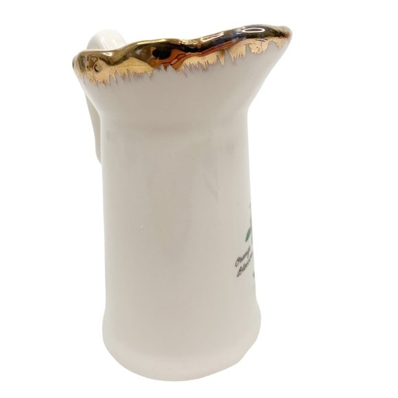 Vintage Florida Souvenir Creamer Mocking Bird Orange Blossom Flowers White Gold - Picture 6 of 12